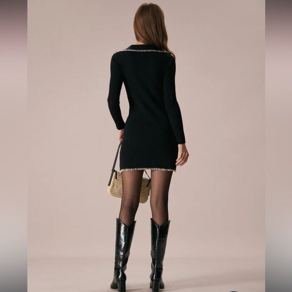 The Rihoas Black Contrast Stitch Sweater Mini Dress - Picture 5 of 7